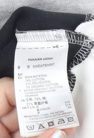 Adidas Womens Grey Black White Logo Sweatshirt Size 12