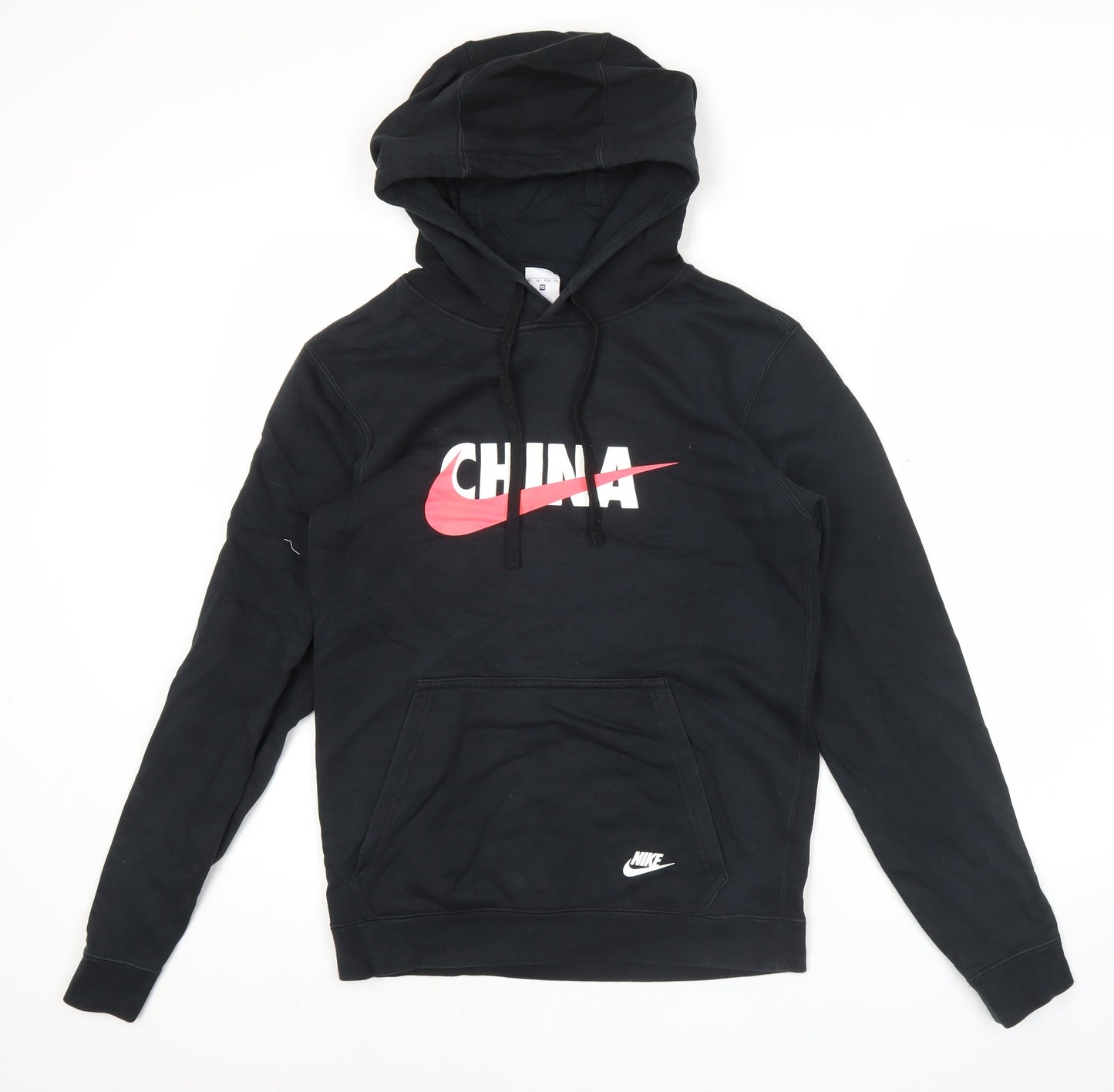 Nike Womens Black XS Pullover Hoodie China Logo Cotton Blend