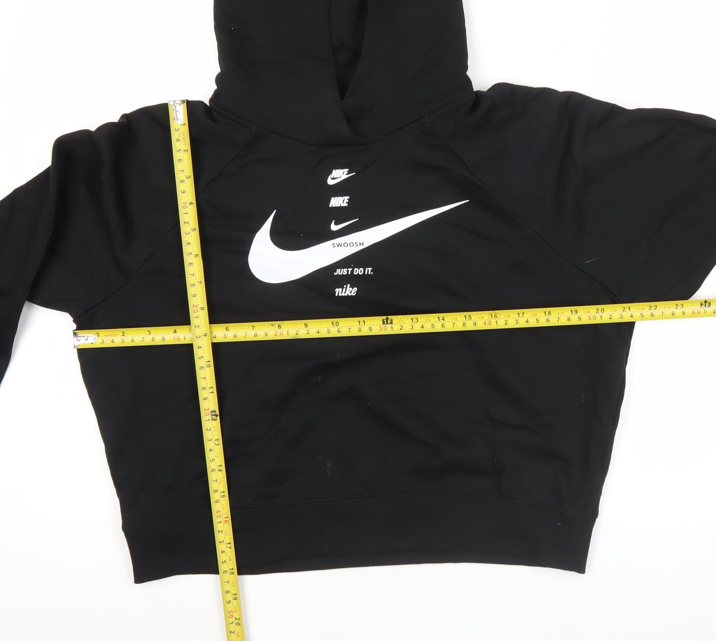 Nike Womens Black Hoodie Medium Pullover Logo Print Sweatshirt
