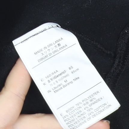 Nike Womens Black Hoodie Medium Pullover Logo Print Sweatshirt