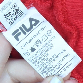 Fila Women’s Red Pullover Sweatshirt Size 8 Logo Casual Long Sleeve