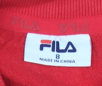 Fila Women’s Red Pullover Sweatshirt Size 8 Logo Casual Long Sleeve