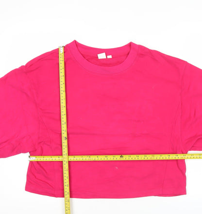 GAP Women’s Pink Logo Cropped Sweatshirt Medium Long Sleeve Cotton