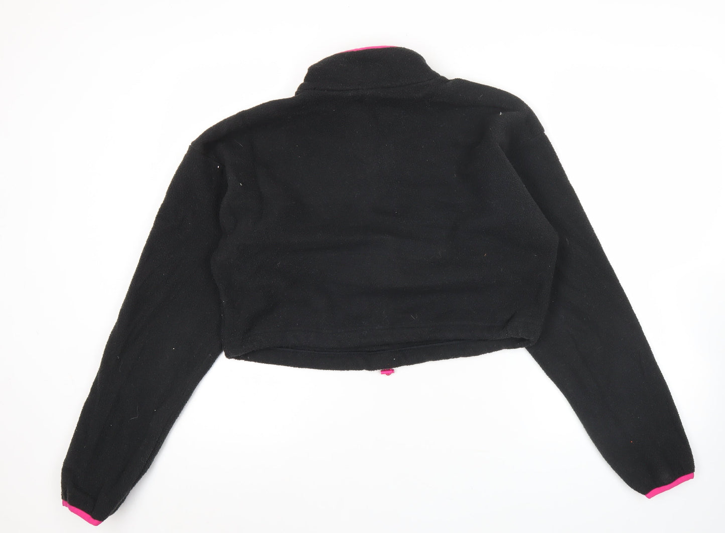 Adidas Womens Black Fleece Sweatshirt Size 10 1/4 Zip Drawstring