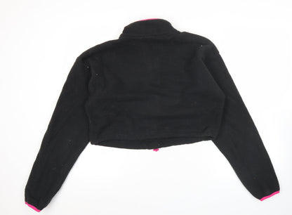 Adidas Womens Black Fleece Sweatshirt Size 10 1/4 Zip Drawstring