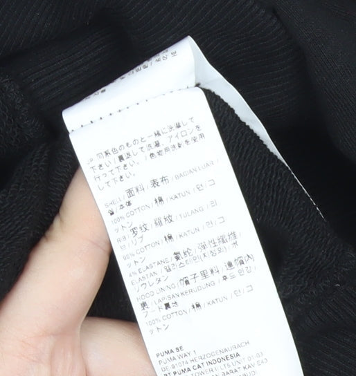 Puma Womens Black Small Pullover Hoodie Graphic Print Long Sleeve