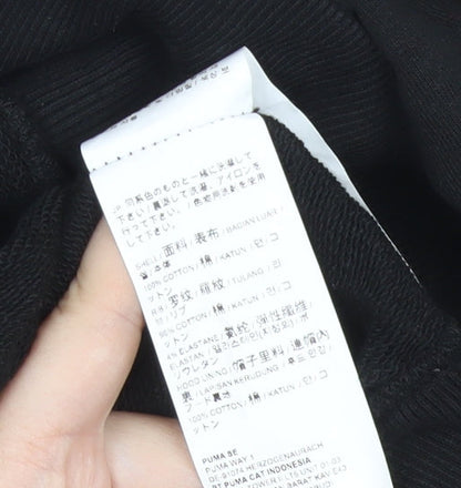 Puma Womens Black Small Pullover Hoodie Graphic Print Long Sleeve