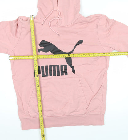 Puma Womens Pink Pullover Hoodie Size S Logo Graphic Sweatshirt