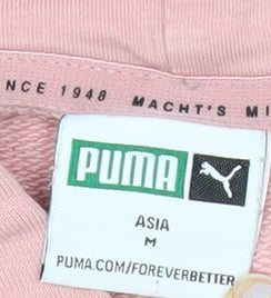 Puma Womens Pink Pullover Hoodie Size S Logo Graphic Sweatshirt