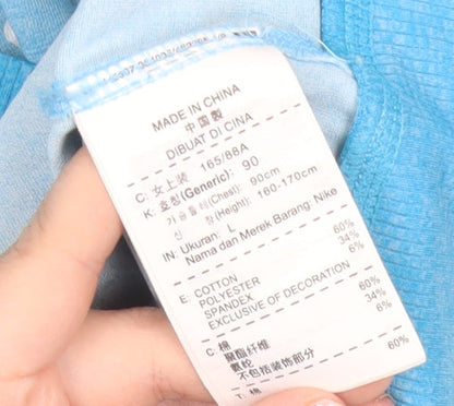 Nike Womens Blue Dri-Fit Sweatshirt L Long Sleeve Pullover Sports Top