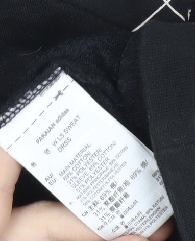 Adidas Neo Womens Black Sweatshirt Dress UK 14 Raglan Grid Sleeve