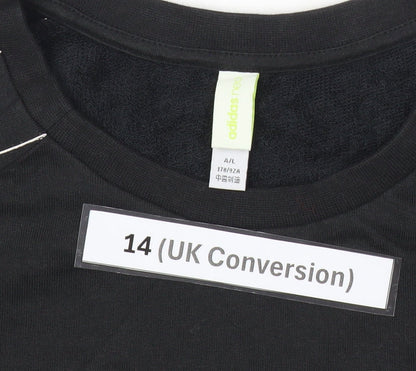 Adidas Neo Womens Black Sweatshirt Dress UK 14 Raglan Grid Sleeve