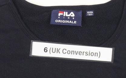 Fila Teens Black Cotton Blend Long Sleeve T-Shirt Dress Size 6