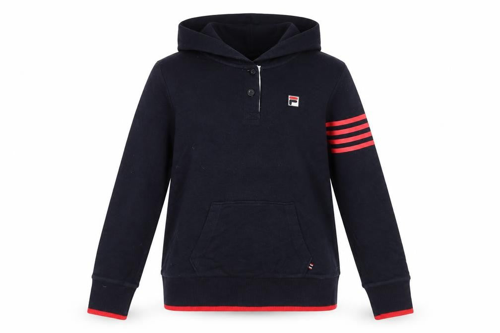 Womens UK Size 12 FILA Black Henley Hoodie