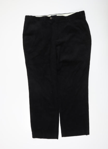 Lincoln Men's Black Corduroy Straight Leg Trousers 40W 29L