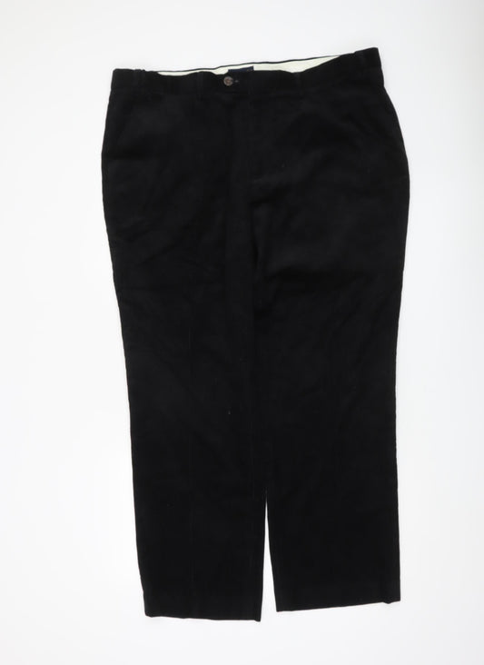 Lincoln Men's Black Corduroy Straight Leg Trousers 40W 29L