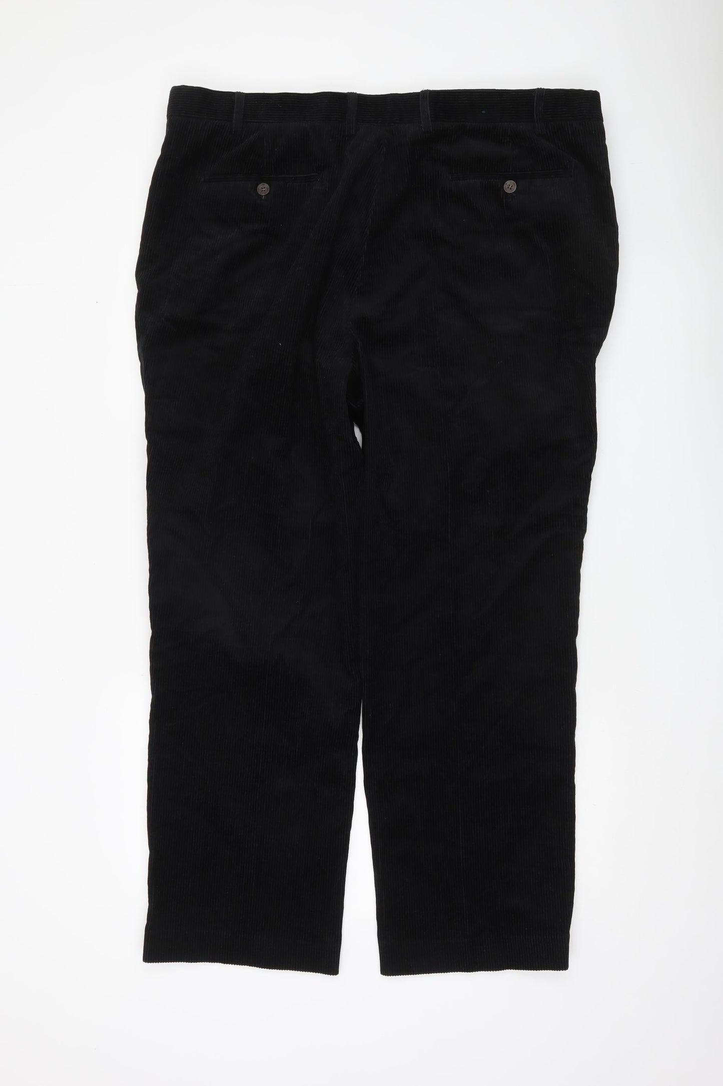 Lincoln Men's Black Corduroy Straight Leg Trousers 40W 29L