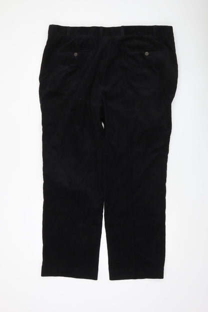 Lincoln Men's Black Corduroy Straight Leg Trousers 40W 29L