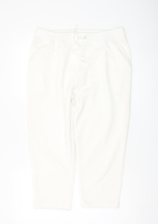 Bonmarché Women’s White Size 12 Drawstring Sweatpants Fleece Trousers