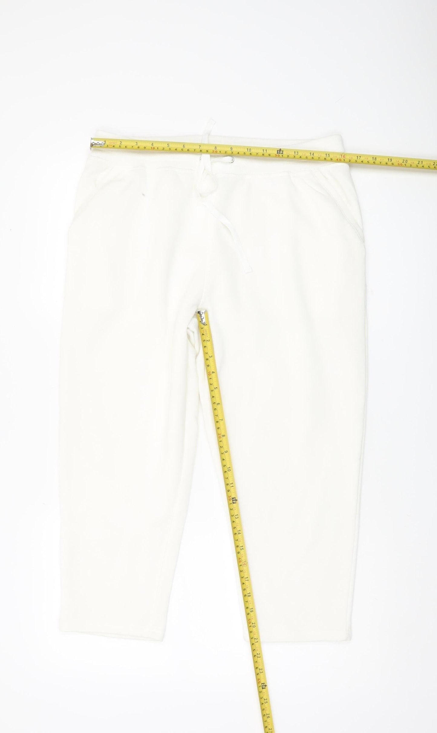 Womens UK Size 12 Bonmarché Regular Fit Sweatpants White Trousers