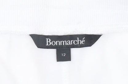 Womens UK Size 12 Bonmarché Regular Fit Sweatpants White Trousers