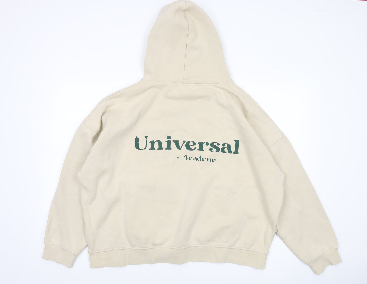 PrettyLittleThing Women’s Beige Pullover Hoodie Size M Graphic Print