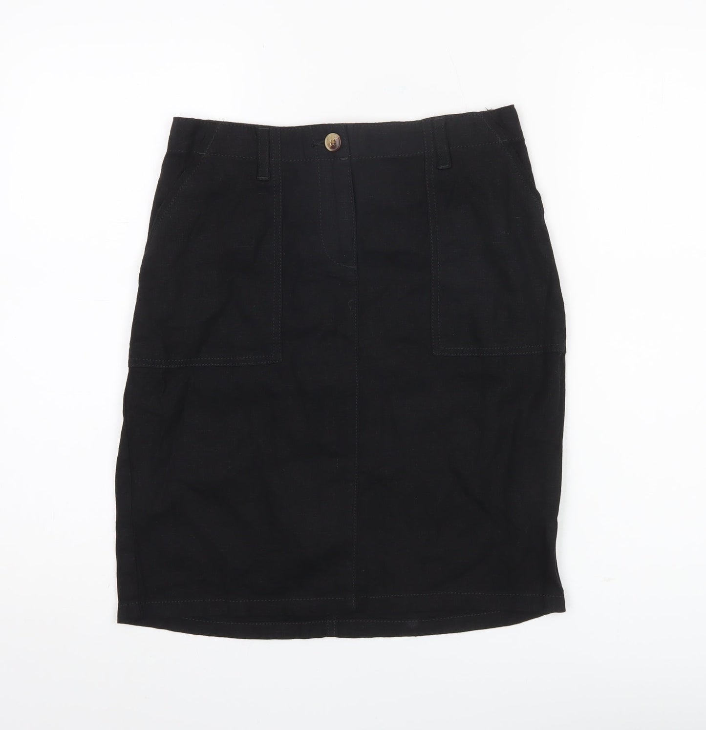 Next Women’s Black Linen Blend Pencil Skirt Size 8