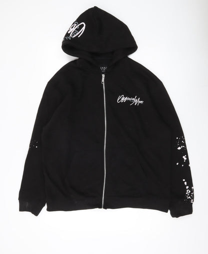 Mens UK Size M boohooMAN Black Full Zip Hoodie