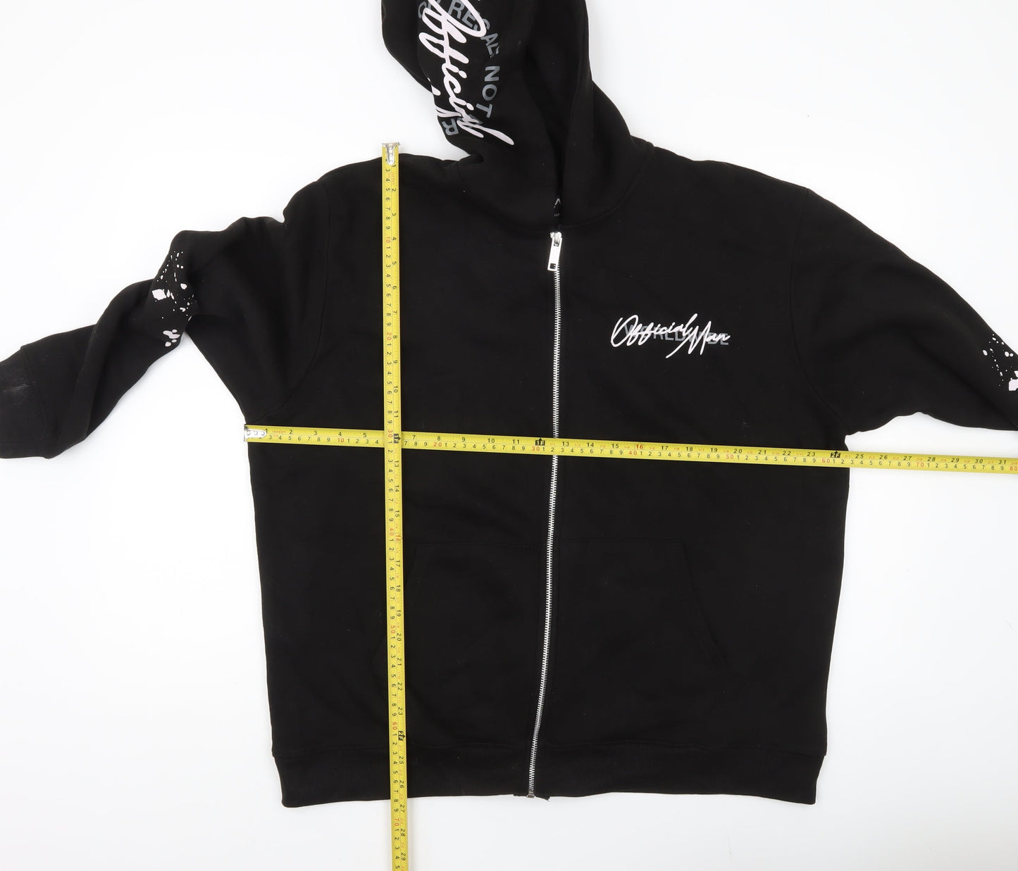 Mens UK Size M boohooMAN Black Full Zip Hoodie