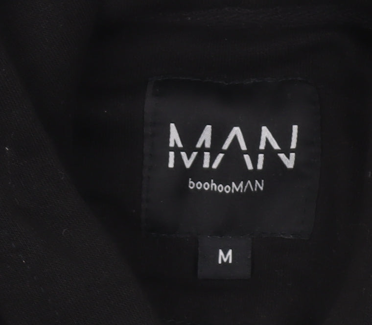 Mens UK Size M boohooMAN Black Full Zip Hoodie