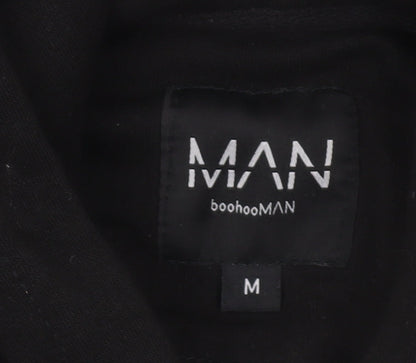 Mens UK Size M boohooMAN Black Full Zip Hoodie