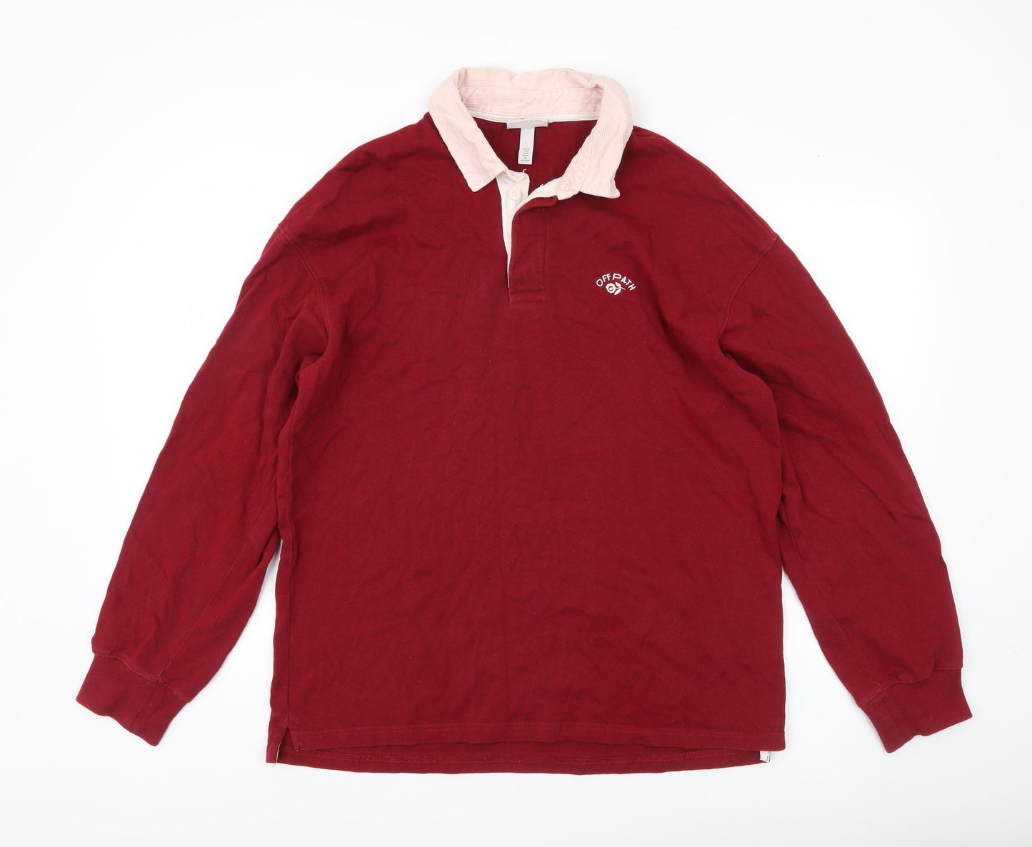 Mens UK Size M H&M Red Henley Sweatshirt