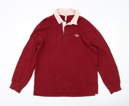 Mens UK Size M H&M Red Henley Sweatshirt
