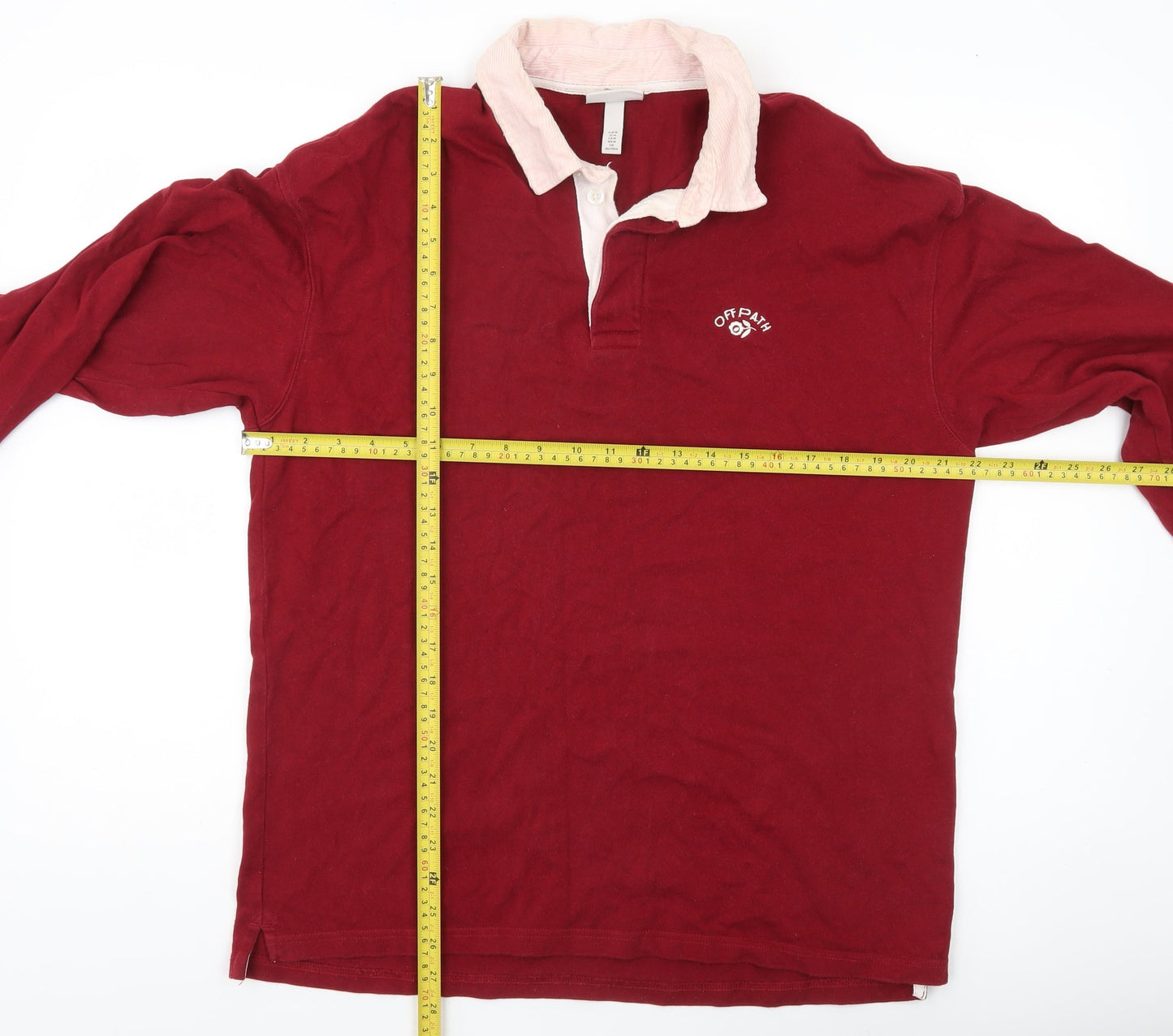 Mens UK Size M H&M Red Henley Sweatshirt