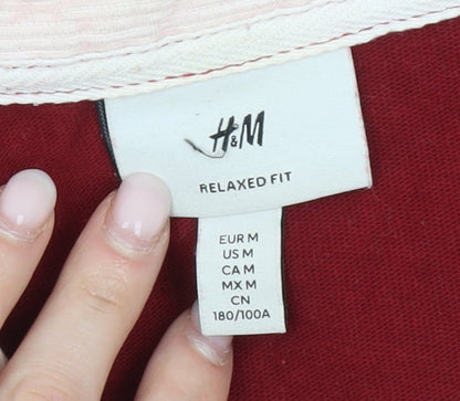 Mens UK Size M H&M Red Henley Sweatshirt