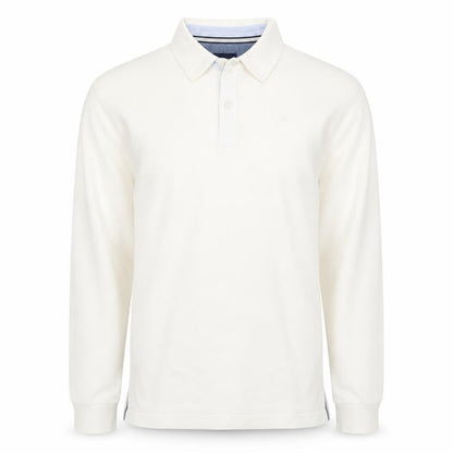 Quebramar Mens White Cotton Long Sleeve Collared Henley Sweatshirt L