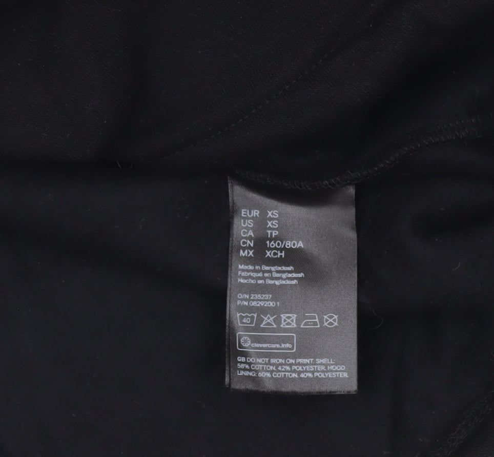 H&M Divided Womens Black XS Cropped Hoodie Salt Lake Print