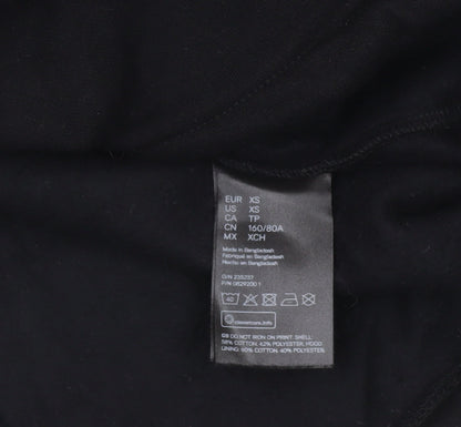 H&M Divided Womens Black XS Cropped Hoodie Salt Lake Print