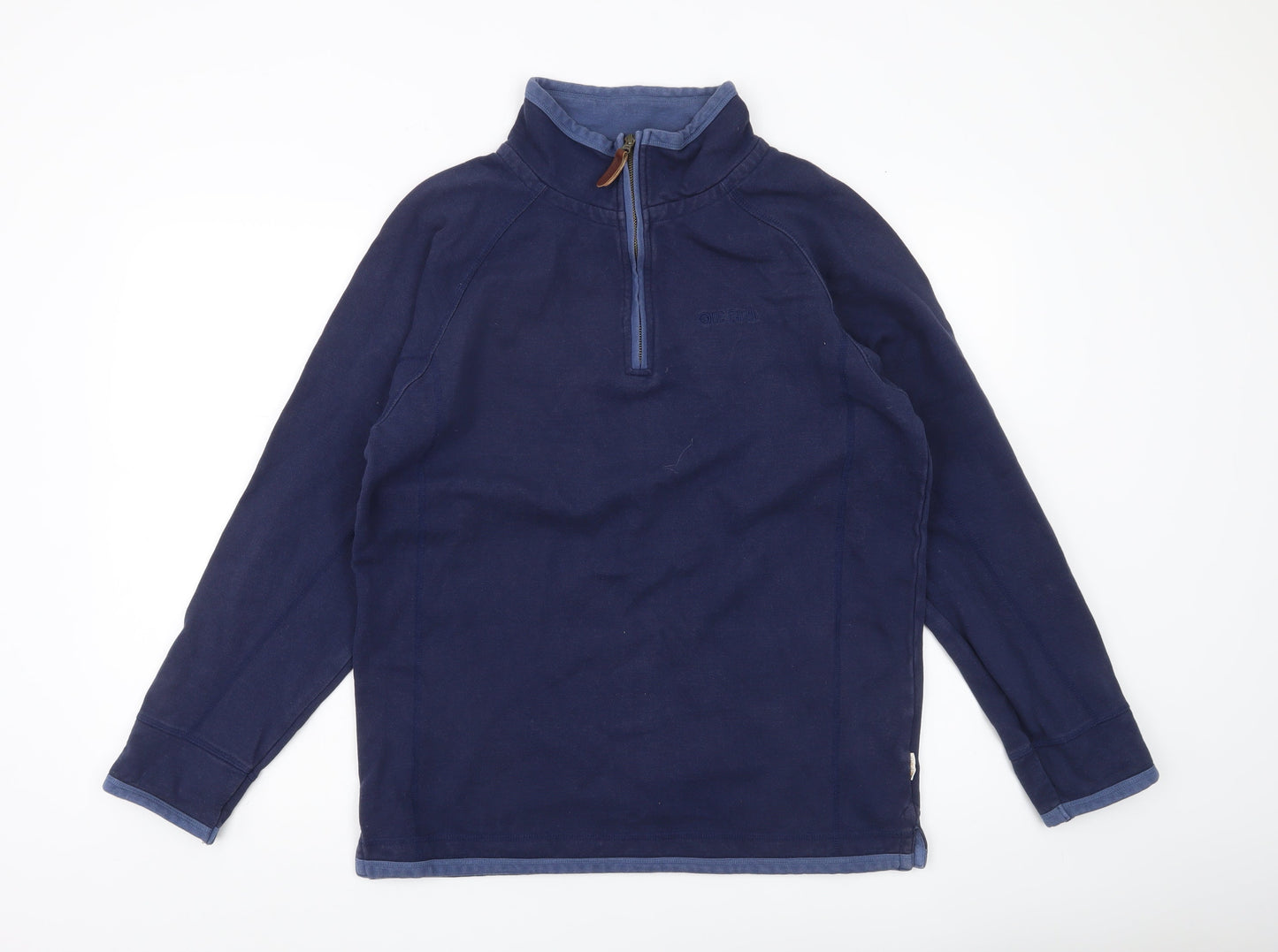 One Earth Mens Blue M 1/4 Zip Pullover Sweatshirt Cotton Blend