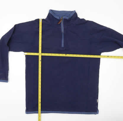 One Earth Mens Blue M 1/4 Zip Pullover Sweatshirt Cotton Blend