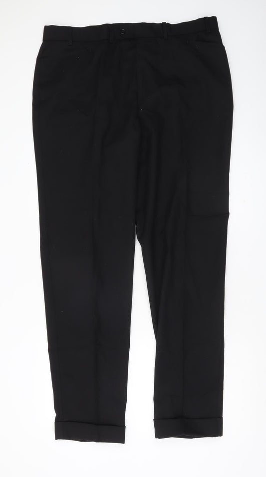 Next Men’s Black Wool Blend Dress Pants 38L Regular Fit Workwear