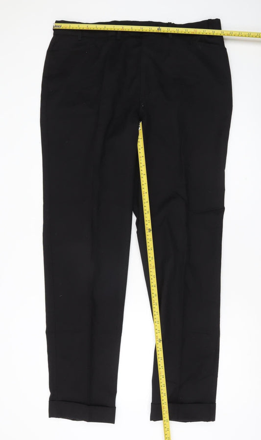 Next Men’s Black Wool Blend Dress Pants 38L Regular Fit Workwear
