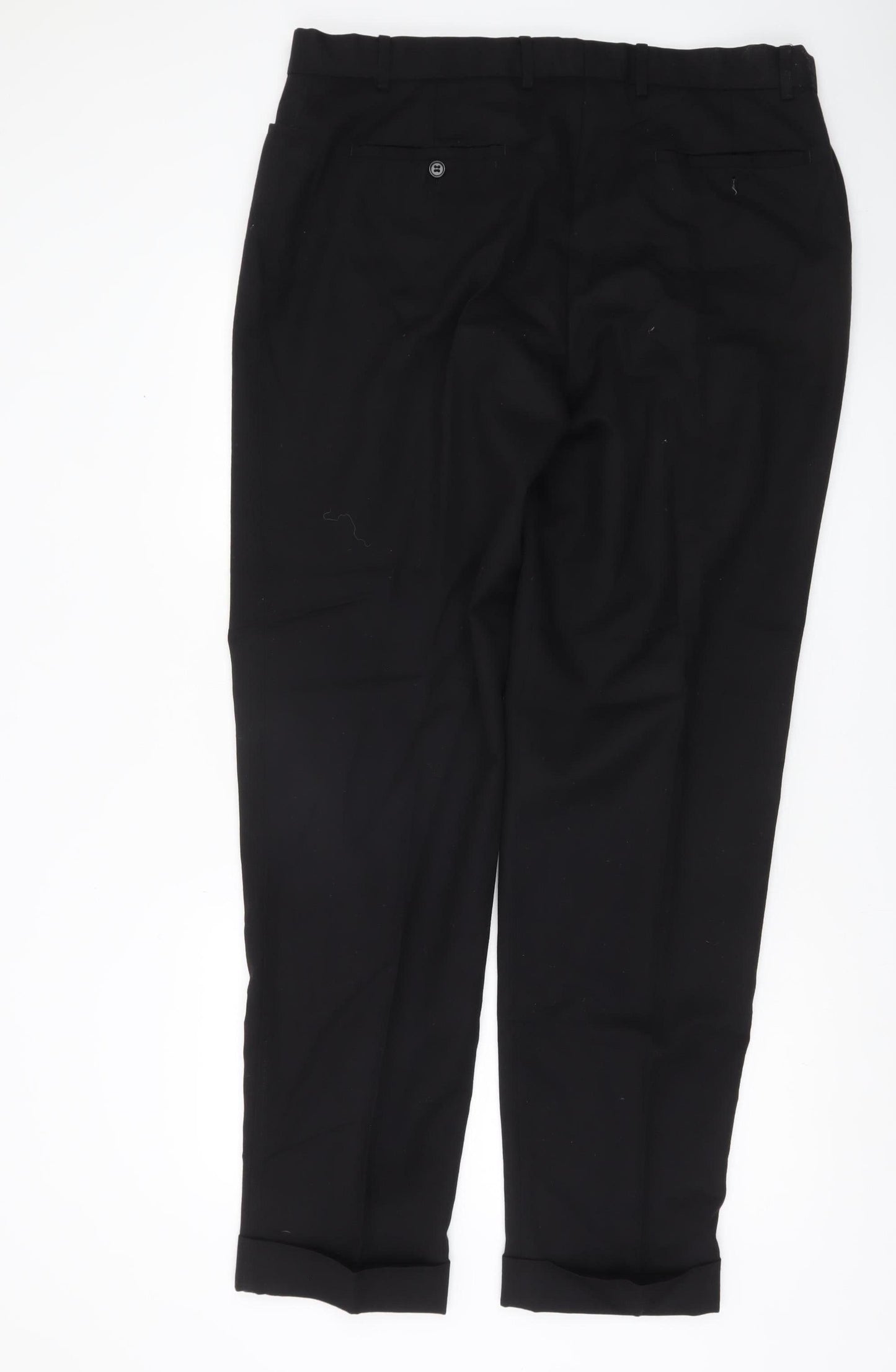 Next Men’s Black Wool Blend Dress Pants 38L Regular Fit Workwear
