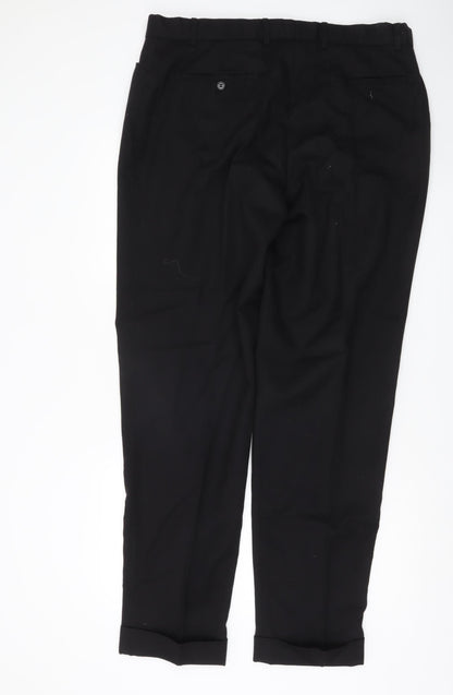 Next Men’s Black Wool Blend Dress Pants 38L Regular Fit Workwear