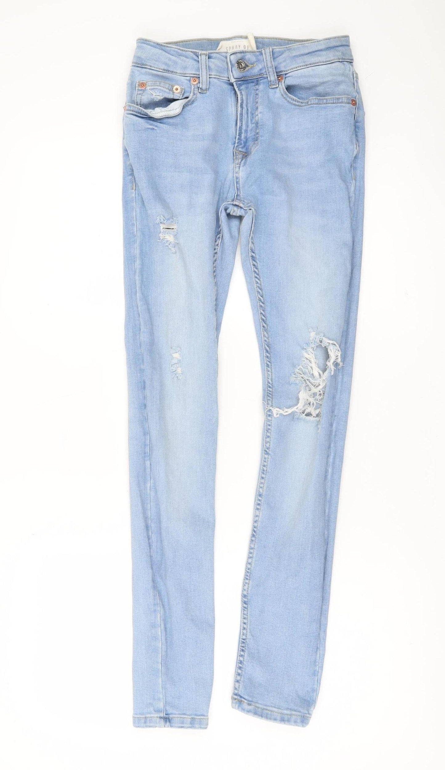 Mens UK Size 28R Topman Slim Fit Skinny Blue Jeans