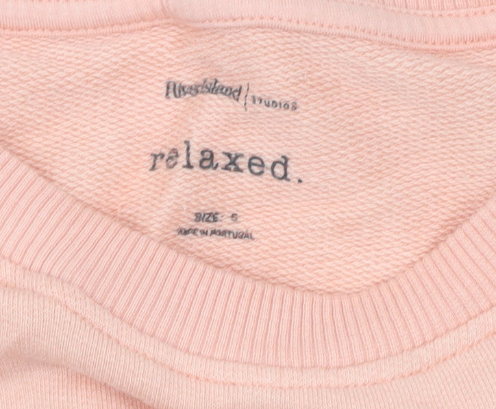 Weekday Studios Women’s Peach Sweatshirt Size S Relaxed Fit Cotton Blend