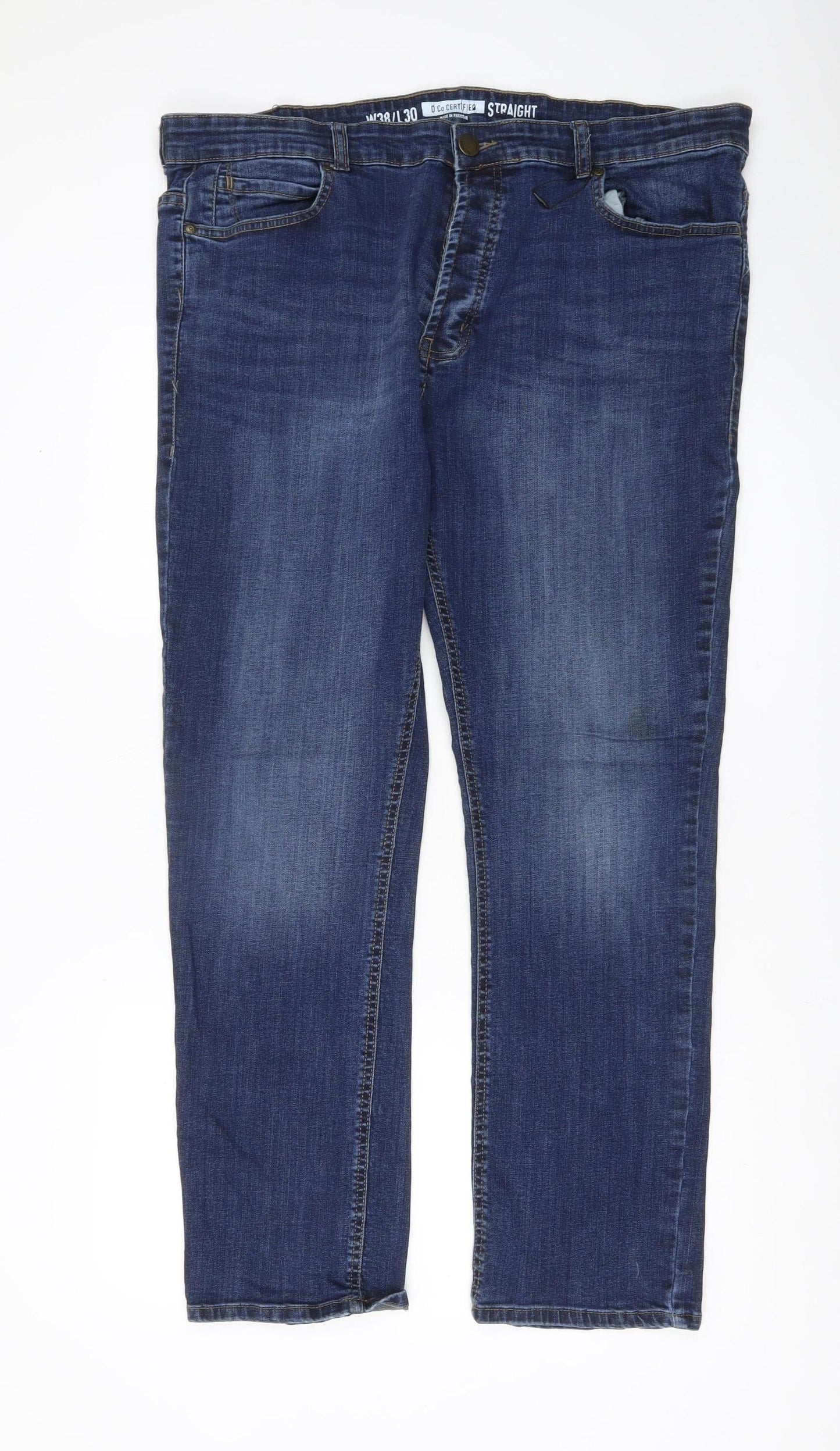Denim Co Men’s Blue 30W 30L Straight Leg Jeans Cotton Stretch