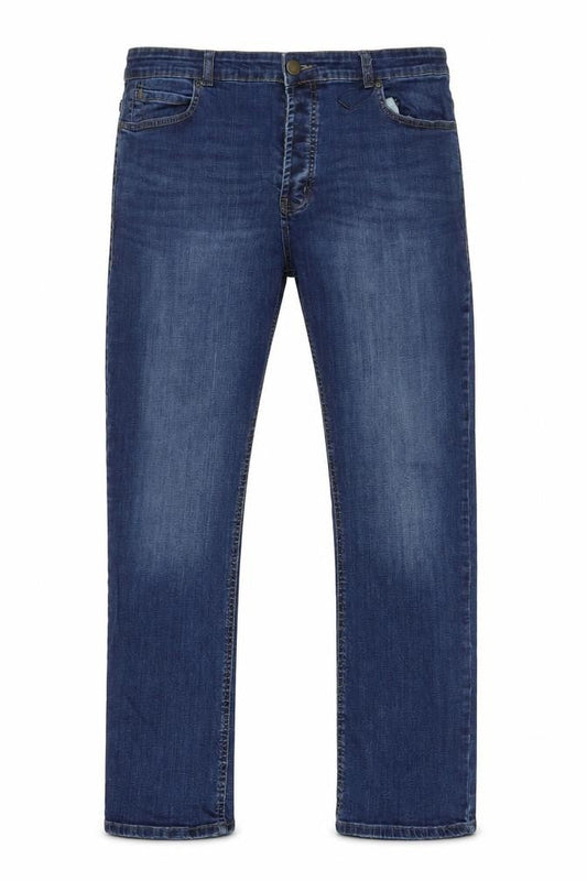 Front view of Denim Co Men’s Blue 30W 30L Straight Leg Jeans Cotton Stretch