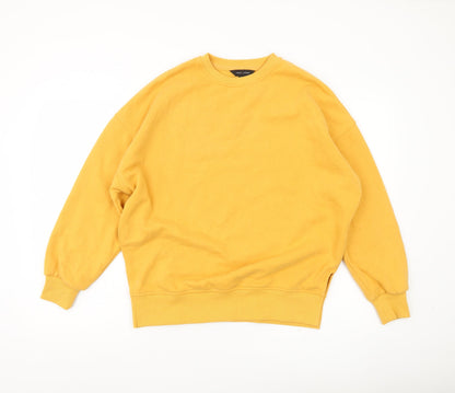 New Look Womens Yellow Sweatshirt UK 8 Crew Neck Long Sleeve Cotton Blend