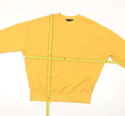 New Look Womens Yellow Sweatshirt UK 8 Crew Neck Long Sleeve Cotton Blend